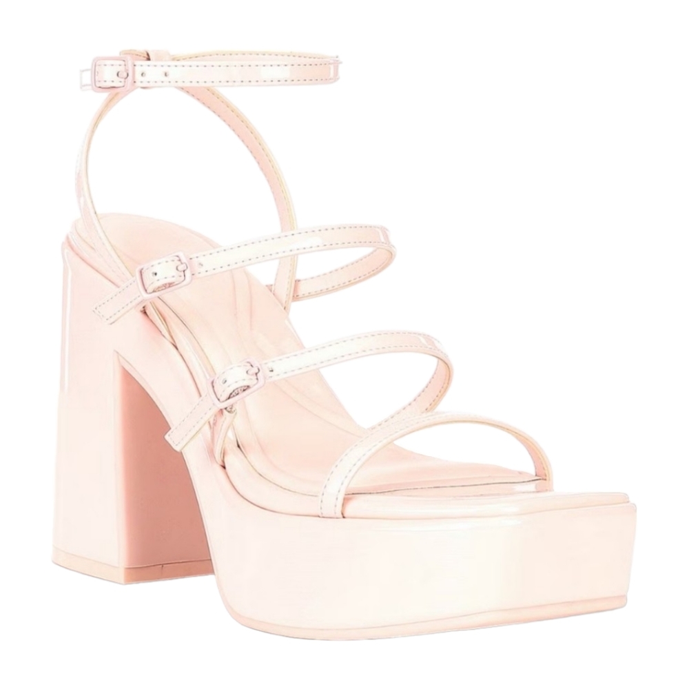 Gianni Bini Drama-Queen Patent Strappy Baby Pink Platform Dress Sandals Size 7